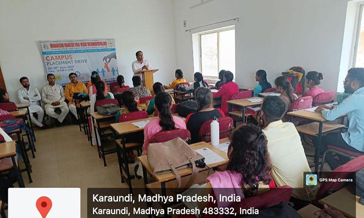 The Department of Commerce of Maharishi Mahesh Yogi Vedic University has touched a new height by successfully conducting the ''First Campus Placement Drive'' at Karaundi Campus.
