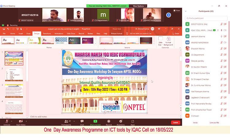 One day awareness programme on ICT tools by IQAC cell on 18 may 2022.